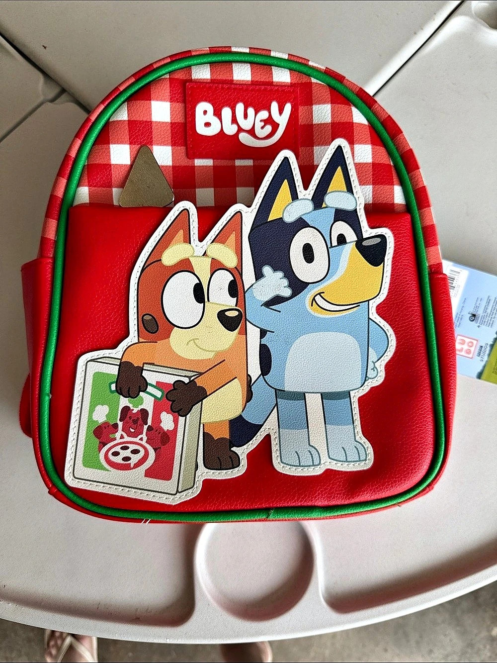 Bluey Pizza Delivery Faux Leather Mini Backpack Red & Green NWT